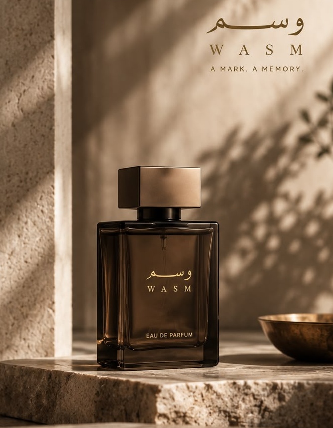 WASM Eau de Parfum bottle in warm sunlight